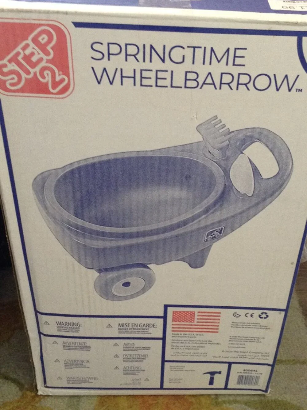 NWOT Step 2 Springtime Wheel Barrow 18+ months with tools Kidcore Gardening Fun